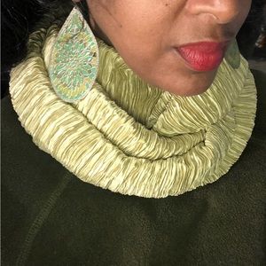 Silk pleated infinity scarf
